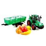 Jucarii, Copii si Bebe - Jucarii si jocuri - Vehicule si jucarii cu telecomanda - Utilaje constructie de jucarie - Tractor de jucarie, cu remorca si fructe, de fictioune, pentru copii 3 ani+, 33 cm lungime, verde - Infinity.ro