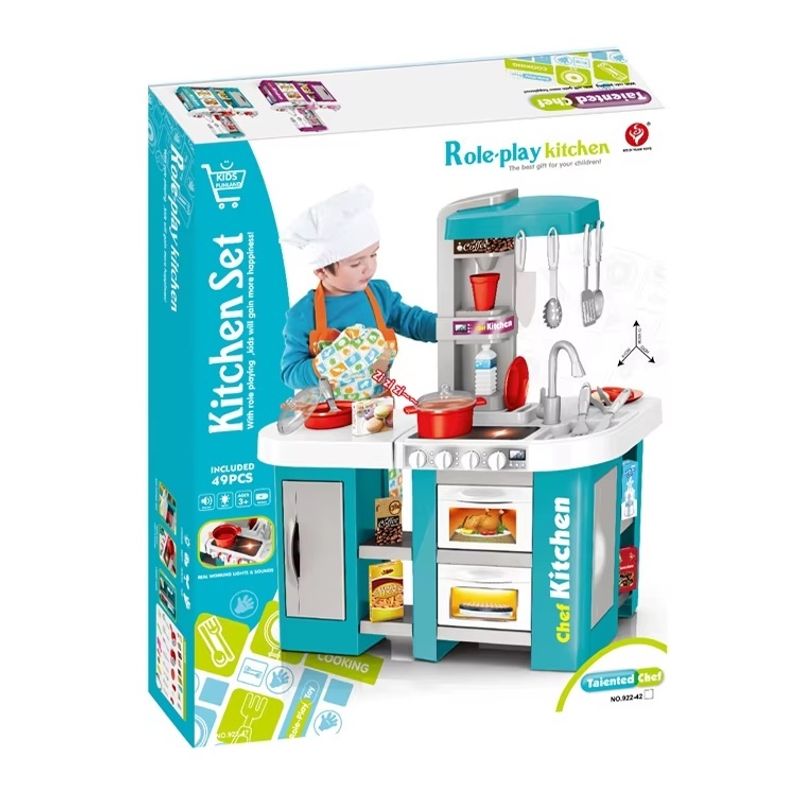 Jucarii, Copii si Bebe - Jucarii si jocuri - Jucarii de rol - Bucatarii copii - Bucatarie de jucarie pentru copii 3+ ani, cu sunete realiste, 44 accesorii, plastic, 61 x 33 x 72.5 cm - Infinity.ro