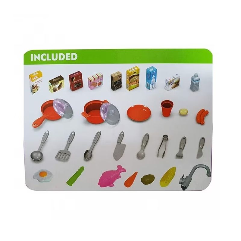 Jucarii, Copii si Bebe - Jucarii si jocuri - Jucarii de rol - Bucatarii copii - Bucatarie de jucarie pentru copii 3+ ani, cu sunete realiste, 44 accesorii, plastic, 61 x 33 x 72.5 cm - Infinity.ro