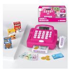 Jucarii, Copii si Bebe - Jucarii si jocuri - Jucarii de rol - Set joaca supermarket - Casa de marcat de jucarie, cu card, bani si produse incluse, pentru copii 3+ ani, 20.5x13x8 cm, roz - Infinity.ro