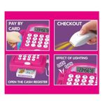 Jucarii, Copii si Bebe - Jucarii si jocuri - Jucarii de rol - Set joaca supermarket - Casa de marcat de jucarie, cu card, bani si produse incluse, pentru copii 3+ ani, 20.5x13x8 cm, roz - Infinity.ro