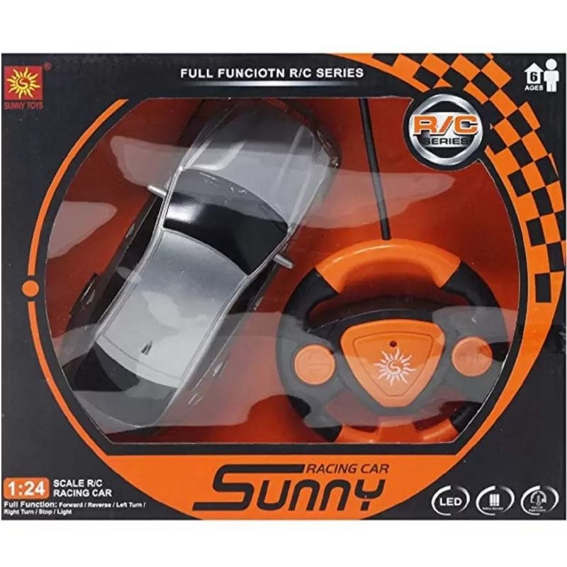 Jucarii, Copii si Bebe - Jucarii si jocuri - Vehicule si jucarii cu telecomanda - Masinute - Masinuta de curse RC, cu lumina LED, pentru copii de 6 ani+, scara 1:24, plastic, 20x8x5 cm, Portocaliu - Infinity.ro