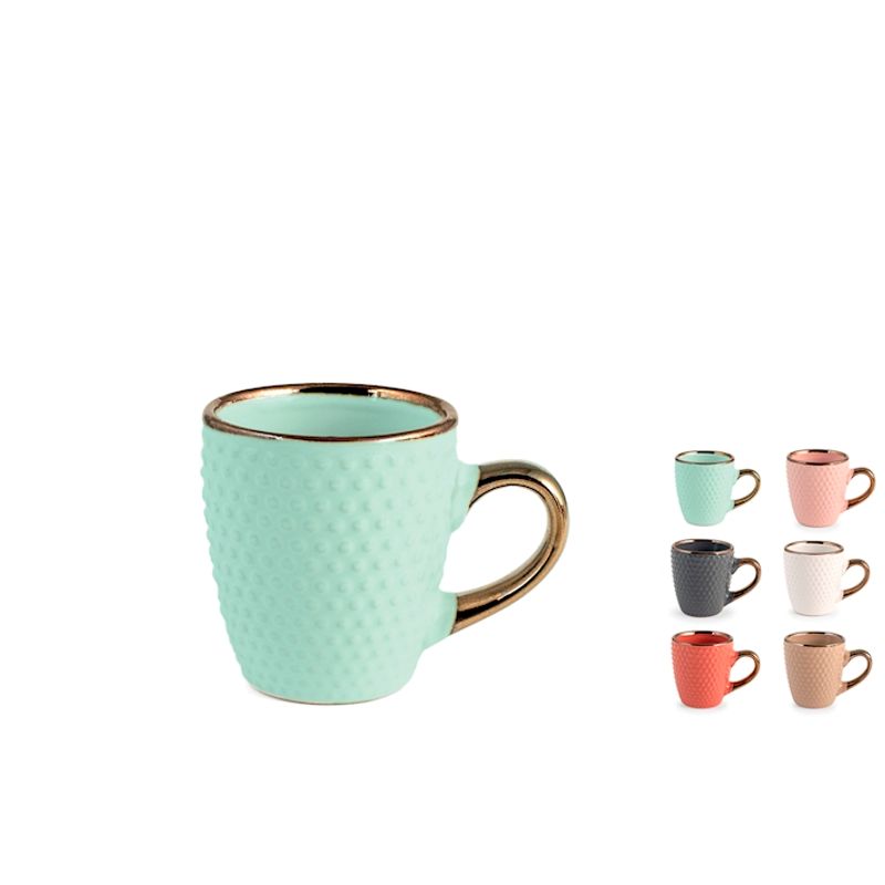 Casa si Gradina - Bucatarie si vesela - Cani si pahare - Cani si cesti - Set 6 cani texturate, Dots, H&H, ceramica, culori asortate, 110 ml - Infinity.ro