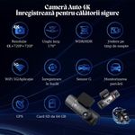 Auto si Moto - Electronice auto - Camere auto si DVR - Camera Auto Tripla de Bord SafePro 6 in 1, 4K UHD, Night Vision,GPS,WIFI,WDR, G-Senzor, Ecran IPS 3.16 Inch, Card 64 GB - Infinity.ro
