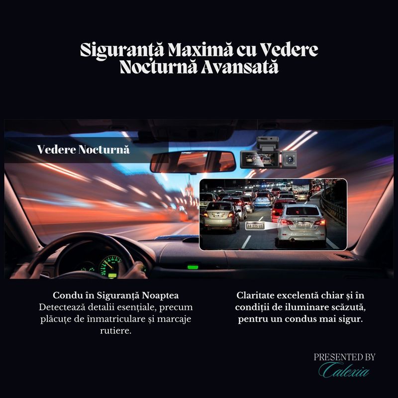 Auto si Moto - Electronice auto - Camere auto si DVR - Camera Auto Tripla de Bord SafePro 6 in 1, 4K UHD, Night Vision,GPS,WIFI,WDR, G-Senzor, Ecran IPS 3.16 Inch, Card 64 GB - Infinity.ro