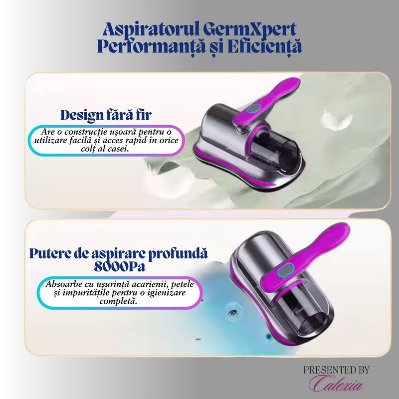 Electronice si Electrocasnice - Ingrijirea locuintei - Aspiratoare - Aspirator Profesional e-Wantay 2in1, Portabil,8000Pa, 100W, Fara Sac,Filtru HEPA,Putere Reglabila,Curatare cu Lumina UV - Infinity.ro