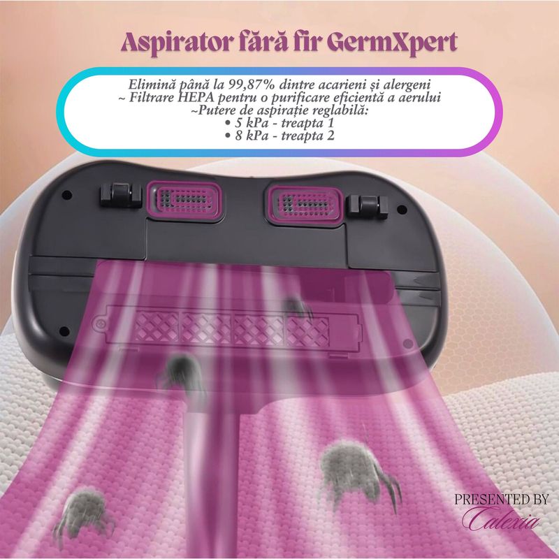 Electronice si Electrocasnice - Ingrijirea locuintei - Aspiratoare - Aspirator Profesional e-Wantay 2in1, Portabil,8000Pa, 100W, Fara Sac,Filtru HEPA,Putere Reglabila,Curatare cu Lumina UV - Infinity.ro