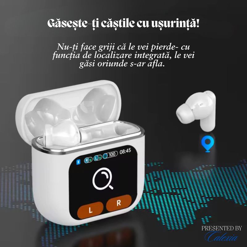 TV, Audio-Video si Foto - Portabile audio - Casti audio - Casti Wireless PURE BASS – Bluetooth 5.4, Ecran tactil LED 1.9”, ANC, ENC, bass puternic, Hi-Res Audio Panoramic 9D - Infinity.ro