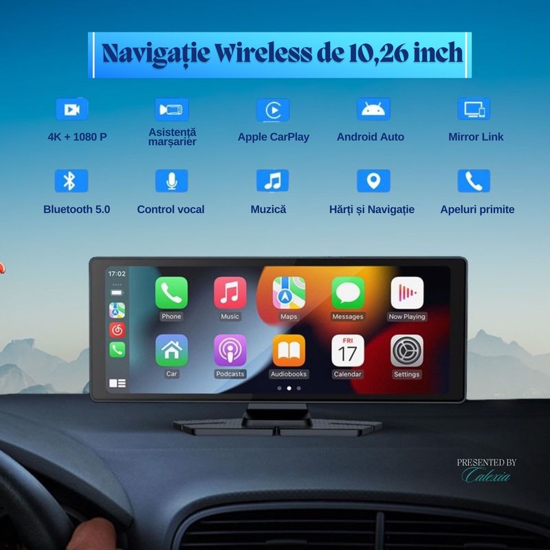 Auto si Moto - Electronice auto - Navigatii GPS - Navigatie Auto Multimedia Universala-Smart 10.26” Full HD cu CarPlay, Android Auto, Screen Mirroring, Camera Frontala 4K - Infinity.ro