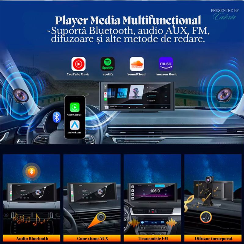 Auto si Moto - Electronice auto - Navigatii GPS - Navigatie Auto Multimedia Universala-Smart 10.26” Full HD cu CarPlay, Android Auto, Screen Mirroring, Camera Frontala 4K - Infinity.ro