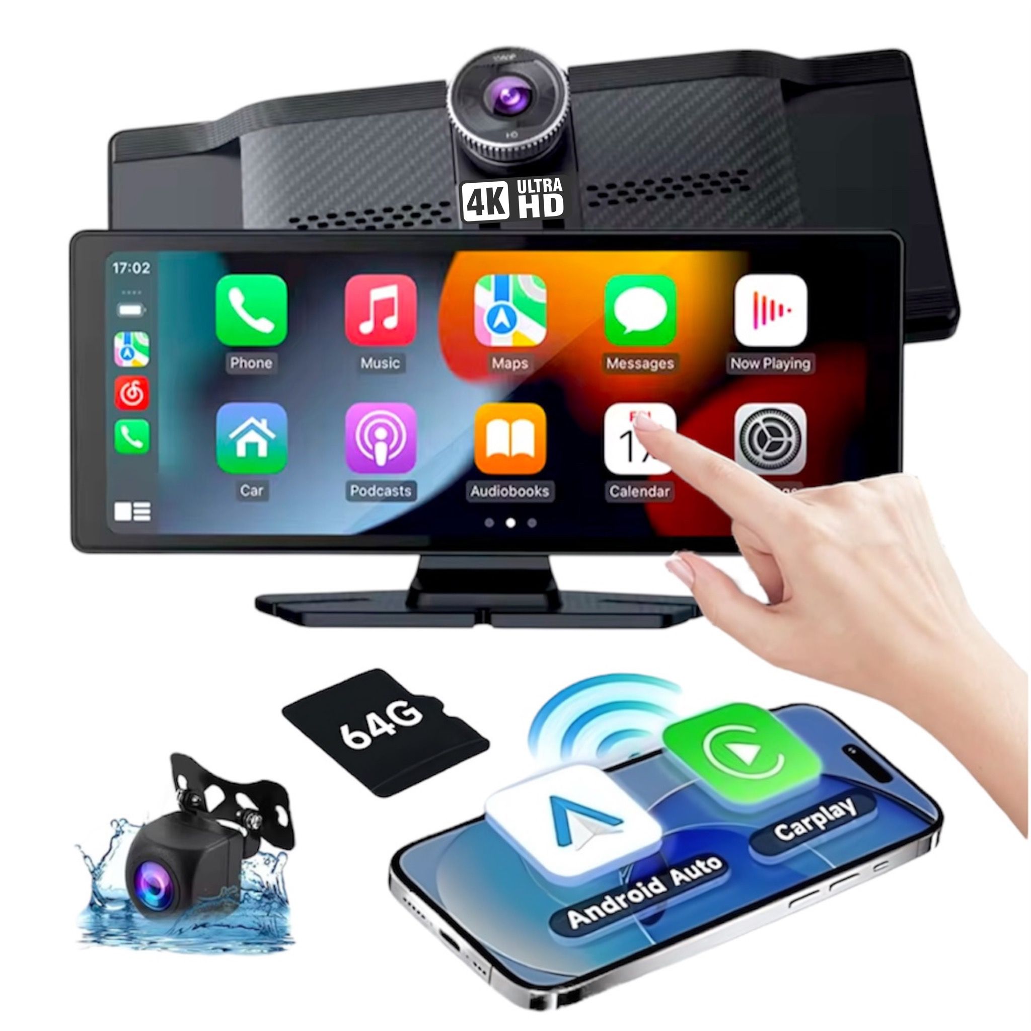 Navigatie Auto Multimedia Universala-Smart 10.26" Full HD cu CarPlay, Android Auto, Screen Mirroring, Camera Frontala 4K