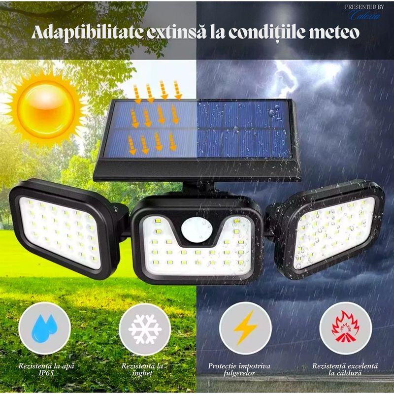 Casa si Gradina - Corpuri si surse de iluminat - Iluminat exterior - Lampi solare - Set 2 Lampi LED e-Wantay 3 in 1 cu incarcare solara pentru Exterior– 82 LED-uri Puternice, Reglabila, Senzor de Miscare - Infinity.ro