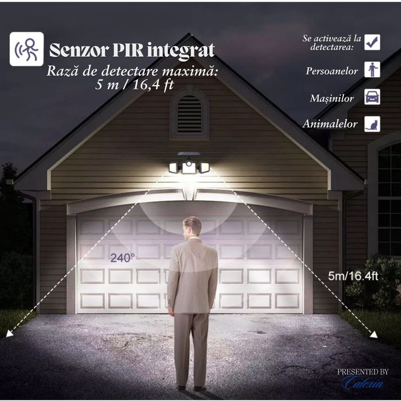Casa si Gradina - Corpuri si surse de iluminat - Iluminat exterior - Lampi solare - Set 2 Lampi LED e-Wantay 3 in 1 cu incarcare solara pentru Exterior– 82 LED-uri Puternice, Reglabila, Senzor de Miscare - Infinity.ro