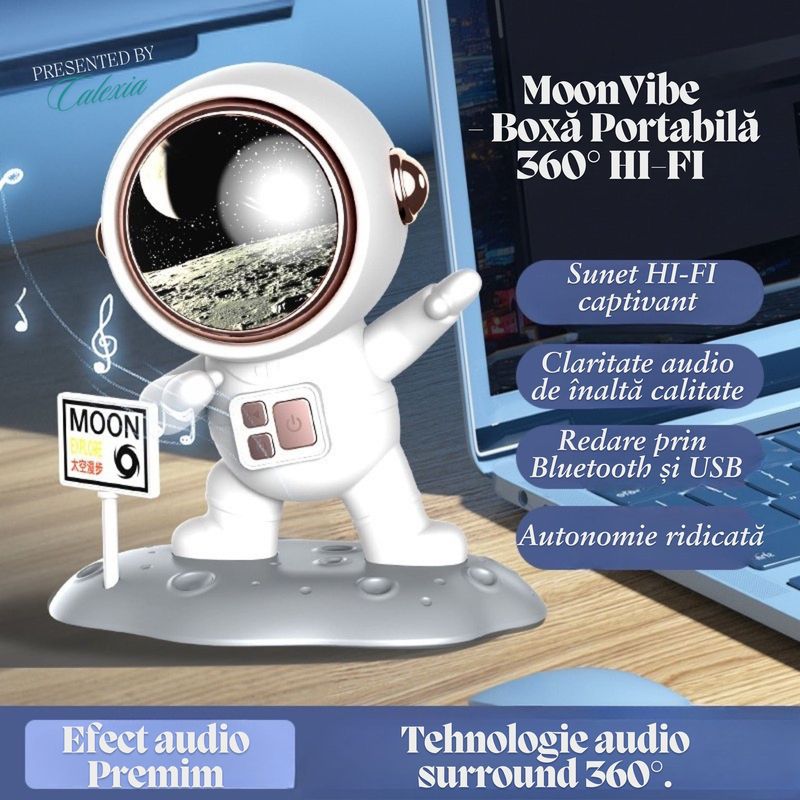 TV, Audio-Video si Foto - Portabile audio - Boxe portabile - Boxa Portabila e-Wantay, Bluetooth 5.0, Sunet Hi-Fi 360° Surround, Microfon Inclus, Apeluri Hands-Free,Autonomie 1200mAh - Infinity.ro