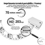 PC, gaming si accesorii - Imprimante, scanere & consumabile - Imprimante - Imprimante termice - Imprimanta termica portabila e-Wantay® High Quality, Bluetooth & USB, Compatibilitate universala, etichete & AWB-uri - Infinity.ro