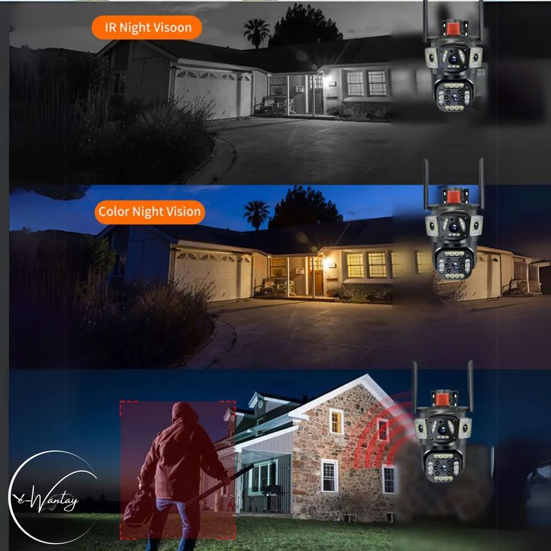 Casa si Gradina - Electrice - Smart Home - Camere de supraveghere - Camera de Supraveghere 2 in 1, e-Wantay® Vision 355°, Wi-Fi, Full HD, PTZ, Vedere Nocturna, Alarma, Detectare Miscare - Infinity.ro