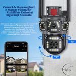 Casa si Gradina - Electrice - Smart Home - Camere de supraveghere - Camera de Supraveghere 2 in 1, e-Wantay® Vision 355°, Wi-Fi, Full HD, PTZ, Vedere Nocturna, Alarma, Detectare Miscare - Infinity.ro