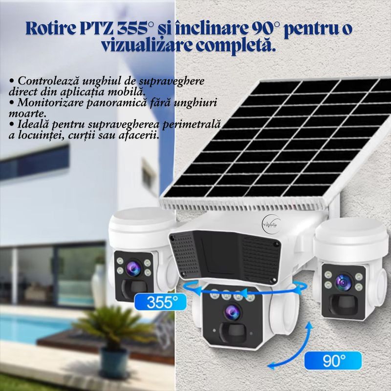 Casa si Gradina - Electrice - Smart Home - Camere de supraveghere - Camera de Supraveghere e-Wantay® SkyWatch 4G 3 in 1 cu SIM,Ultra HD,16000 mAh,Alarma, Bidirectionala si Vedere Nocturna - Infinity.ro