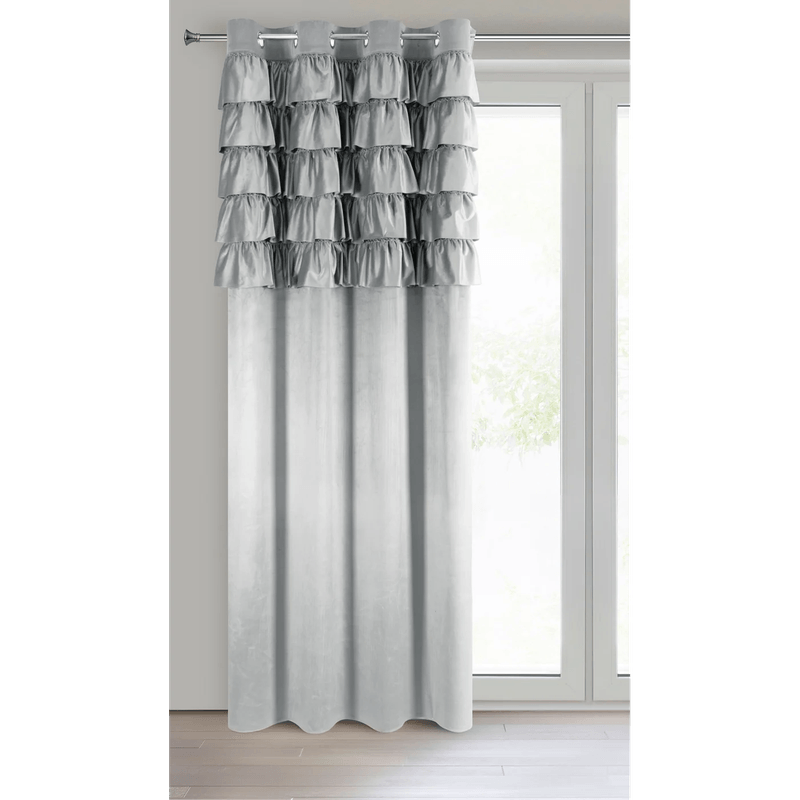 Casa si Gradina - Textile si covoare - Perdele si draperii - Draperii - Draperie AURA din catifea cu un model subtil tip volane, 140 x 250 cm, argintiu - Infinity.ro