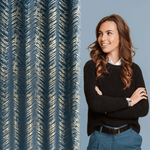 Casa si Gradina - Textile si covoare - Perdele si draperii - Draperii - Draperie de catifea SARA cu model geometric metalic, 140 x 250 cm, bleumarin - Infinity.ro