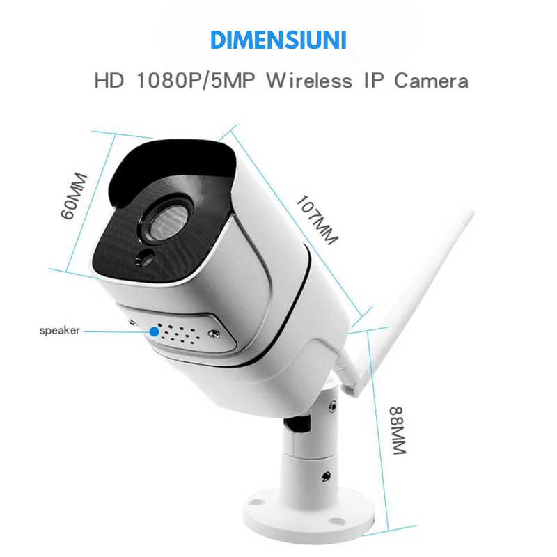 Casa si Gradina - Electrice - Smart Home - Camere de supraveghere - Camera Supraveghere Wireless Exterior/Interior, 5MP, Conectare Telefon, WIFI, 1080P FullHD, Tuya, alarma, Senzor miscare - Infinity.ro