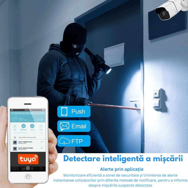 Casa si Gradina - Electrice - Smart Home - Camere de supraveghere - Camera Supraveghere Wireless Exterior/Interior, 5MP, Conectare Telefon, WIFI, 1080P FullHD, Tuya, alarma, Senzor miscare - Infinity.ro