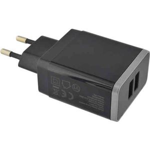 Incarcator de perete 12W/2.4A, 2 porturi usb, inclus cablu tip USB - Micro usb, 1 metru, Negru