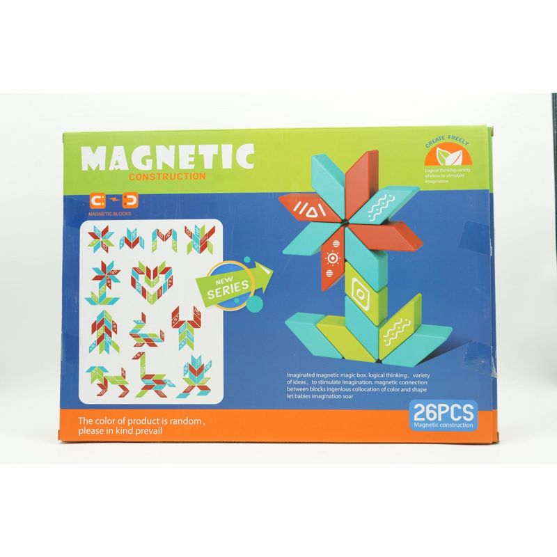 Jucarii, Copii si Bebe - Jucarii si jocuri - Jucarii & jocuri educative - Jocuri si jucarii educative - Set inteligent de constructie cu piese magnetice, 26 piese, +3 ani, multicolor - Infinity.ro