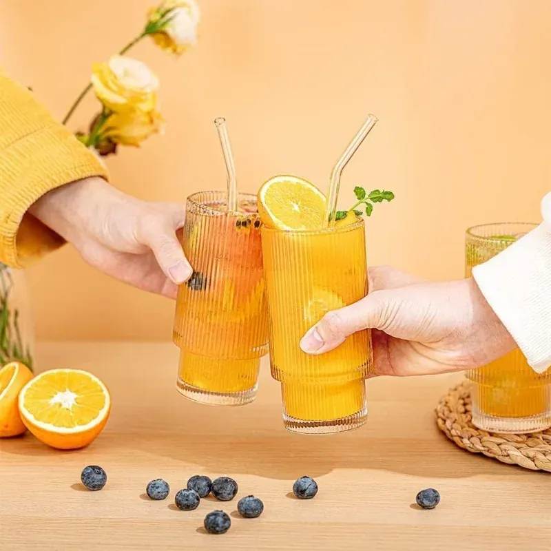 Casa si Gradina - Bucatarie si vesela - Cani si pahare - Pahare - Set 4 pahare design deosebit, pentru cafea latte si long drinkuri, 270 ml, Gonga® Transparent - Infinity.ro