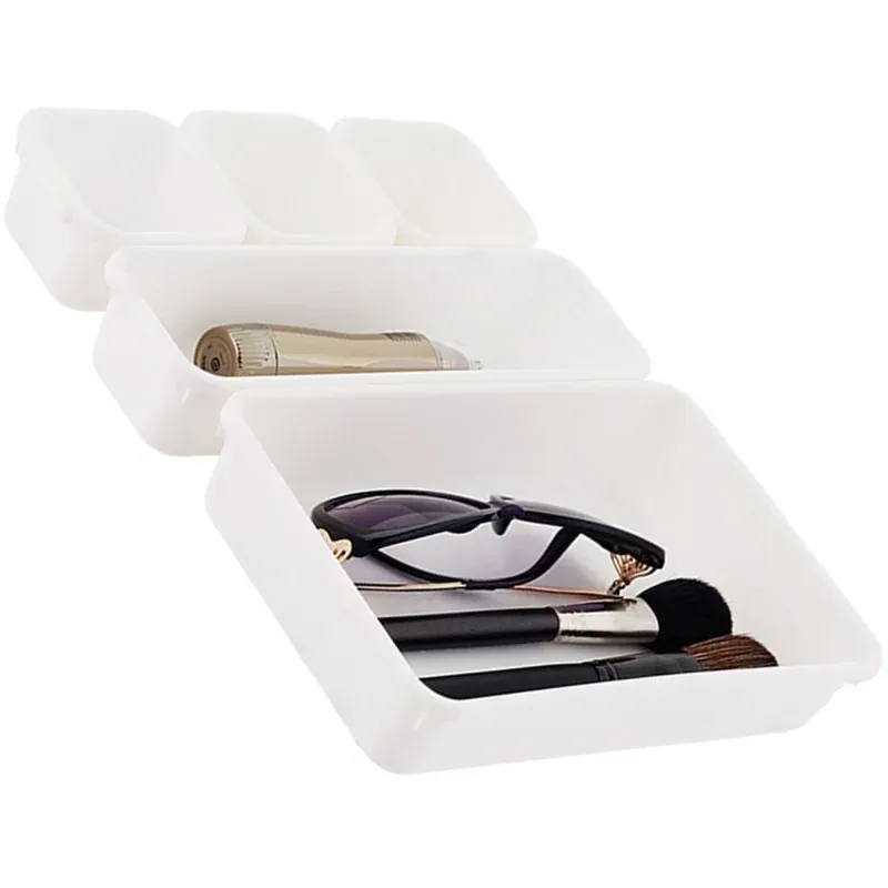 Casa si Gradina - Mobilier - Organizare si depozitare - Organizatoare pentru sertare si dulapuri - Organizator sertar compus din 8 piese diferite marimi pentru depozitarea articolelor, Gonga® Alb - Infinity.ro