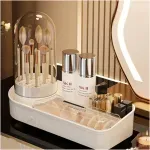 Ingrijire personala si Cosmetice - Machiaj - Portfarduri si genti cosmetice - Organizator elegant pentru pensule si produse cosmetice cu suport rotativ, 33,5 x 28 x 14 cm, Gonga® Crem - Infinity.ro