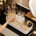 Ingrijire personala si Cosmetice - Machiaj - Portfarduri si genti cosmetice - Organizator elegant pentru pensule si produse cosmetice cu suport rotativ, 33,5 x 28 x 14 cm, Gonga® Crem - Infinity.ro