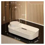 Ingrijire personala si Cosmetice - Machiaj - Portfarduri si genti cosmetice - Organizator elegant pentru pensule si produse cosmetice cu suport rotativ, 33,5 x 28 x 14 cm, Gonga® Crem - Infinity.ro