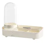 Ingrijire personala si Cosmetice - Machiaj - Portfarduri si genti cosmetice - Organizator elegant pentru pensule si produse cosmetice cu suport rotativ, 33,5 x 28 x 14 cm, Gonga® Crem - Infinity.ro