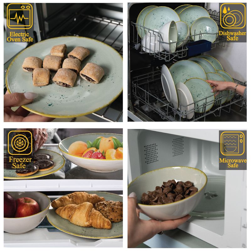 Casa si Gradina - Bucatarie si vesela - Vesela si tacamuri - Farfurii si boluri - Set farfurii 16 piese, pentru 4 persoane, Light Pistachio, Cesiro, Verde Pastel - Infinity.ro