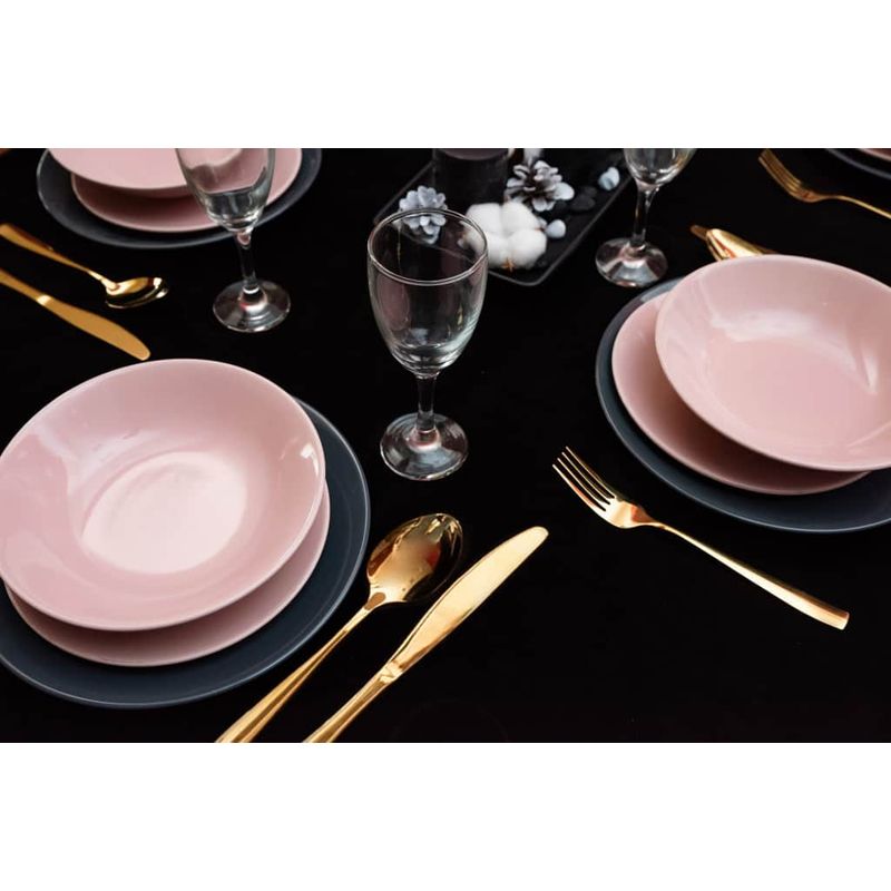 Casa si Gradina - Bucatarie si vesela - Vesela si tacamuri - Farfurii si boluri - Set farfurii 18 piese, pentru 6 persoane, Ash, Cesiro, Gri/Roz - Infinity.ro