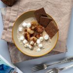 Casa si Gradina - Bucatarie si vesela - Vesela si tacamuri - Farfurii si boluri - Set farfurii 24 piese, pentru 6 persoane, Sundown, Cesiro, Alb Ivoire cu galben - Infinity.ro