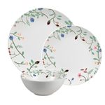 Casa si Gradina - Bucatarie si vesela - Vesela si tacamuri - Farfurii si boluri - Set farfurii 18 piese, 6 persoane, set cu bol- Insieme Fiori Eleganti - Set Veselă Italiană Porțelan - Infinity.ro