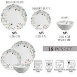 Casa si Gradina - Bucatarie si vesela - Vesela si tacamuri - Farfurii si boluri - Set farfurii 18 piese, 6 persoane, set cu bol- Insieme Fiori Eleganti - Set Veselă Italiană Porțelan - Infinity.ro