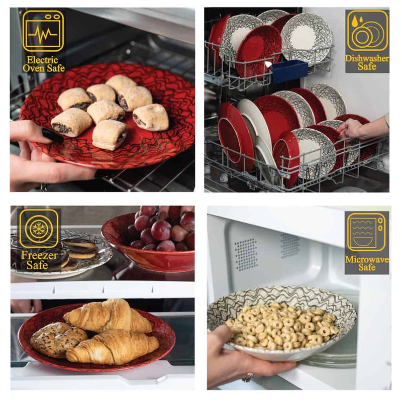 Casa si Gradina - Bucatarie si vesela - Vesela si tacamuri - Farfurii si boluri - Deserturi în Eleganță: Set 6 Farfurii Crem/Roșu! - Infinity.ro