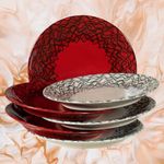 Casa si Gradina - Bucatarie si vesela - Vesela si tacamuri - Farfurii si boluri - Deserturi în Eleganță: Set 6 Farfurii Crem/Roșu! - Infinity.ro