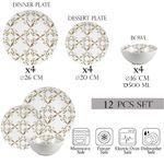 Casa si Gradina - Bucatarie si vesela - Vesela si tacamuri - Farfurii si boluri - Set farfurii 12 piese, 4 persoane, set cu bol- Insieme Splendore Vintage - Set Veselă Italiană Porțelan - Infinity.ro