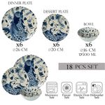 Casa si Gradina - Bucatarie si vesela - Vesela si tacamuri - Farfurii si boluri - Set farfurii 18 piese, 6 persoane, set cu bol-Ensemble Pavone Elegante - Set Veselă Italiană Porțelan - Infinity.ro