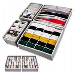Casa si Gradina - Mobilier - Organizare si depozitare - Organizatoare pentru sertare si dulapuri - Set 4 organizatoare pentru sertar dulap, ideal pentru lenjerie si sosete, gri/bej - Infinity.ro