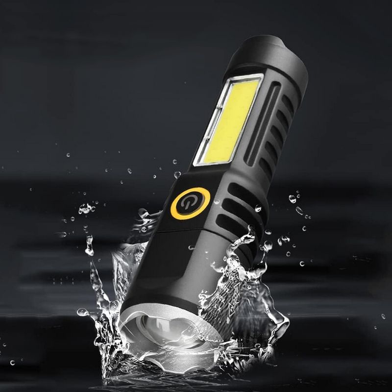 Casa si Gradina - Corpuri si surse de iluminat - Iluminat exterior - Lanterne - Lanterna tactica reincarcabila cu LED Genetic, cablu USB-C, 14.5 cm, impermeabil IPX4, negru - Infinity.ro