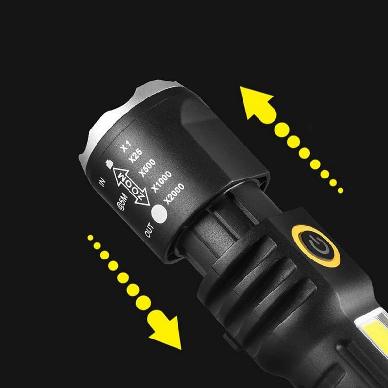 Casa si Gradina - Corpuri si surse de iluminat - Iluminat exterior - Lanterne - Lanterna tactica reincarcabila cu LED Genetic, cablu USB-C, 14.5 cm, impermeabil IPX4, negru - Infinity.ro