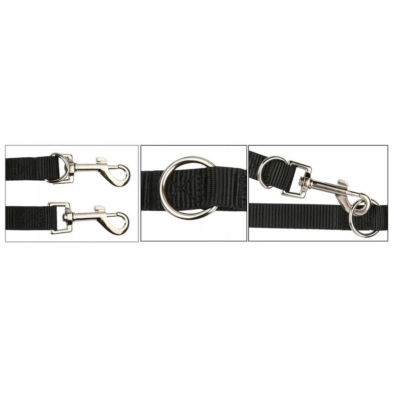 Petshop - Accesorii petshop - Zgarzi, lese si hamuri - Lese - Lesa reglabila pentru caini Nuxie, inel pentru dublare lesa, 5 m, latime 2.5 cm, negru - Infinity.ro