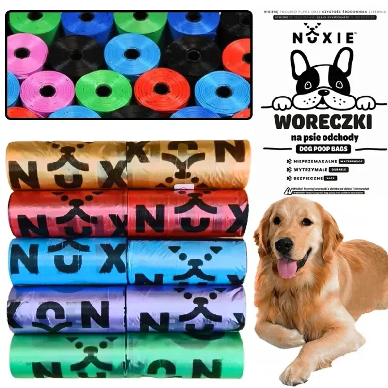 Petshop - Ingrijire si Igiena - Asternuturi si substraturi - Asternuturi igienice - Set 10 role saci igienici pentru catei/pisici Nuxie, 15 buc/rola, 6 x 2.5 cm, neparfumate, multicolor - Infinity.ro