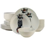 Casa si Gradina - Bucatarie si vesela - Vesela si tacamuri - Farfurii si boluri - Set farfurii 24 piese, pentru 6 persoane, Robber Cat, Cesiro, Ivoire cu Pisica - Infinity.ro