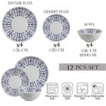 Casa si Gradina - Bucatarie si vesela - Vesela si tacamuri - Farfurii si boluri - Set farfurii 12 piese, 4 persoane, set cu bol- Insieme Blu Elegante - Set Veselă Italiană Porțelan - Infinity.ro